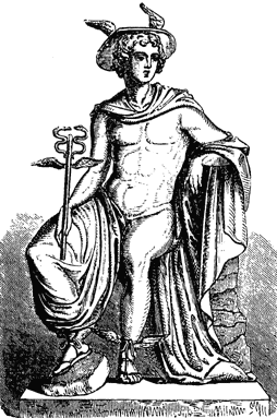 traditional woodcut of Hermes