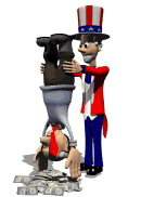 uncle sam shaking dollars out of tax payers